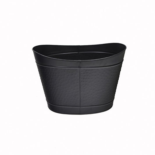 Log Holder - Large Black Hammered Metal Bin