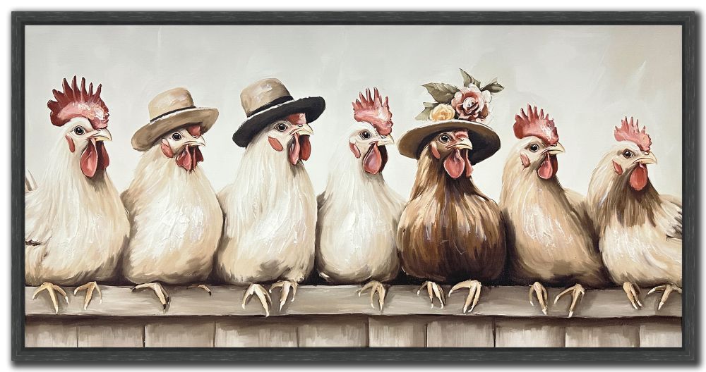 Cluck Couture 20x40 chickens with hats