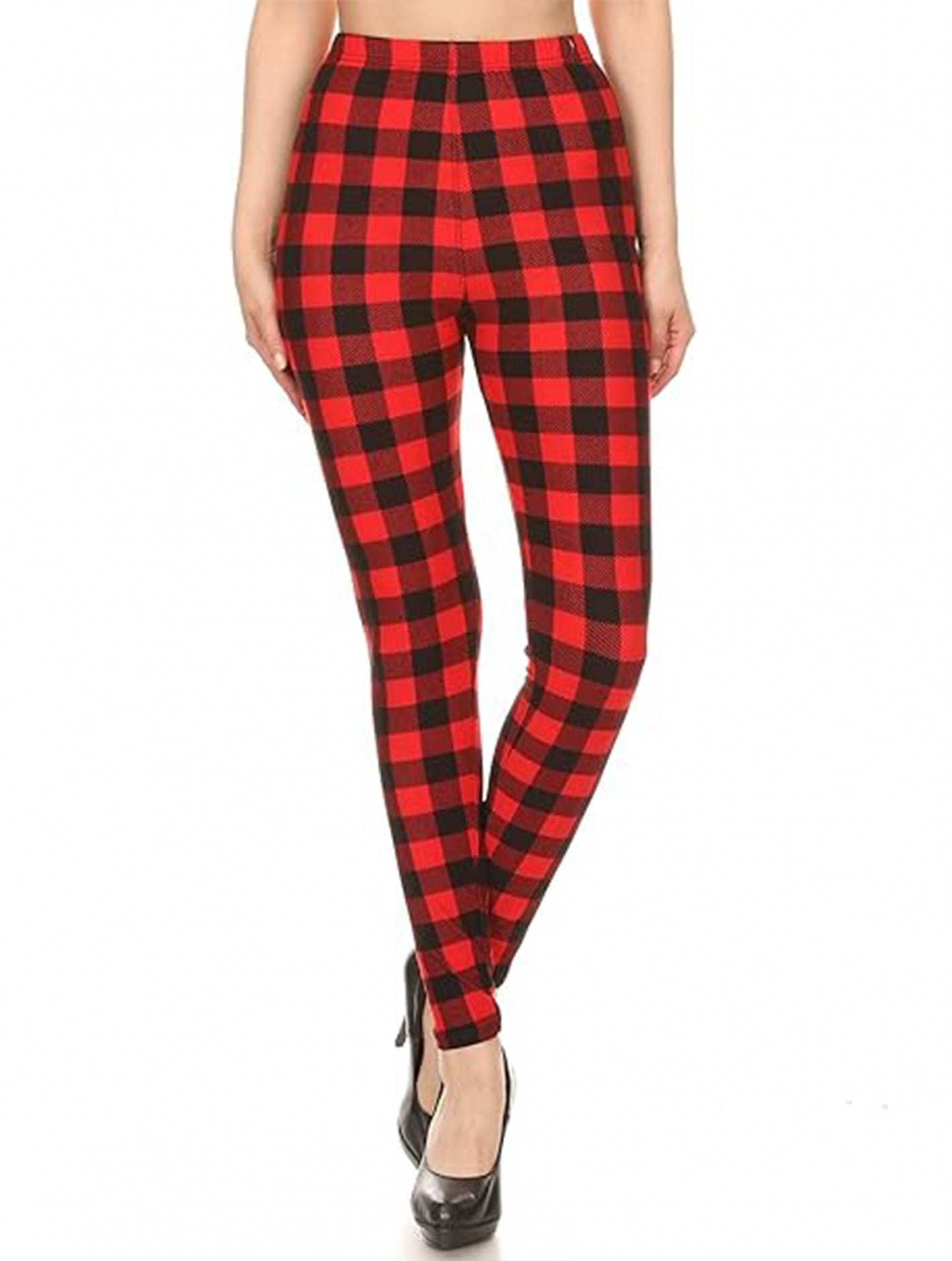 Buffalo Plaid Print Stretchy Leggings