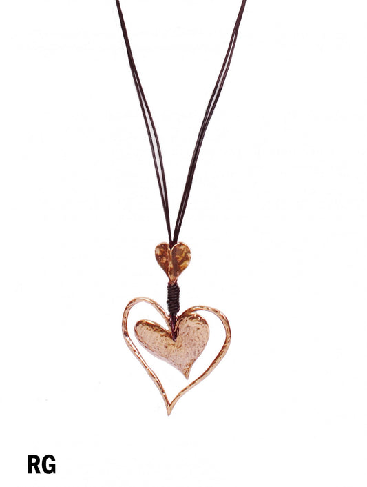 Rope Necklace Heart Pendant