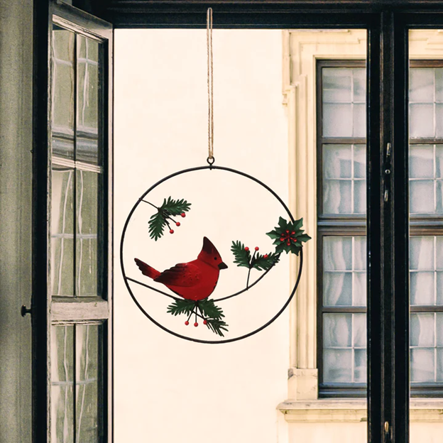 Cardinal in a Circle, Big Christmas Ornament
