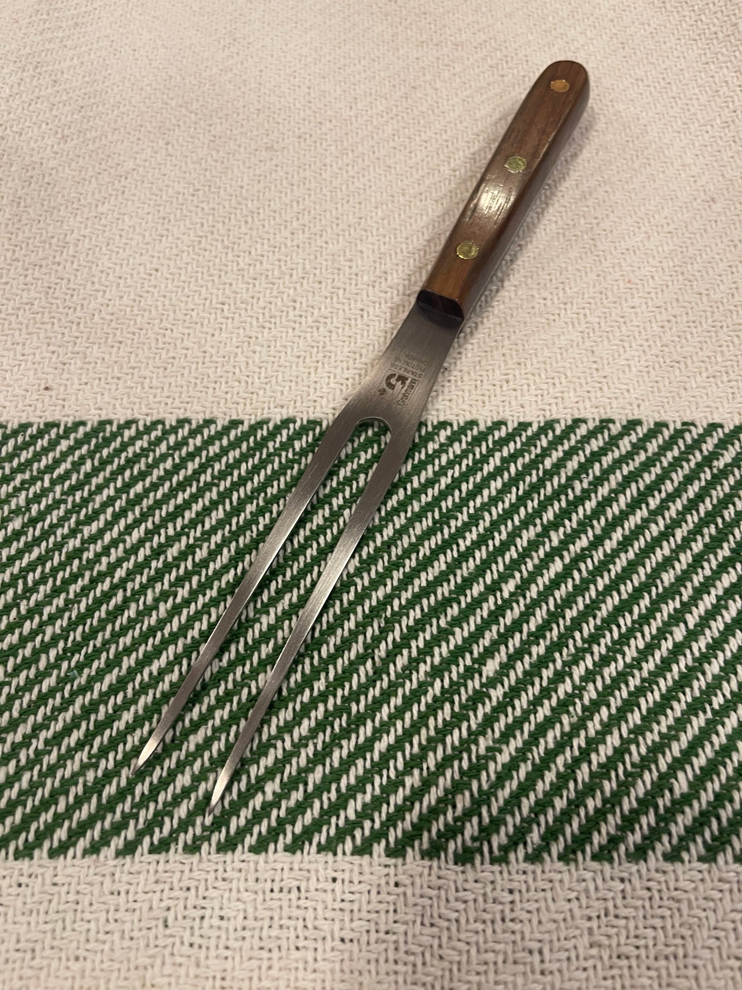 GROHMANN KITCHEN KNIVES- #214FT-6 - 6" Full Tang Chef Fork - Natural Rosewood - $57.00