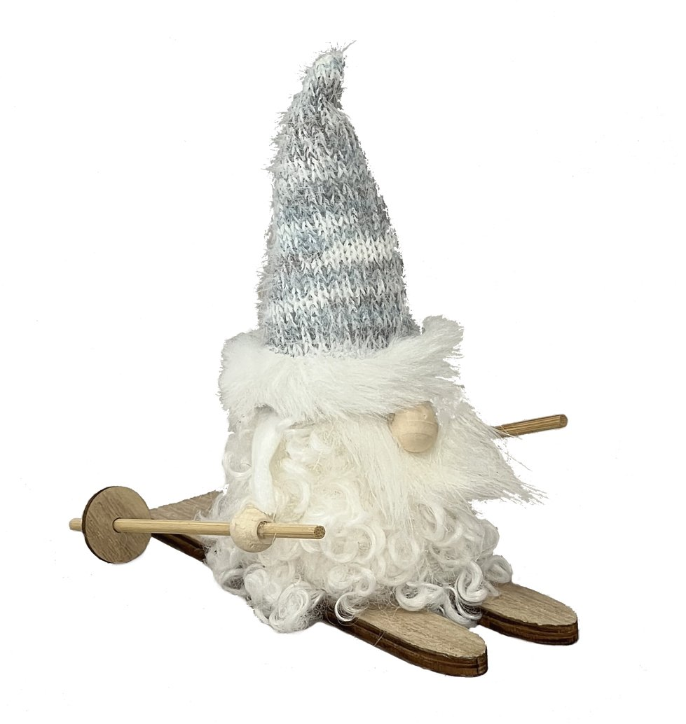 Skiing Gnome - White
