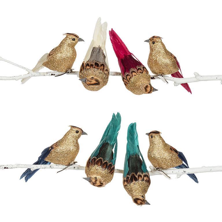 Ornament - Glitter Bird w/ Pointed Tail (Clip)
