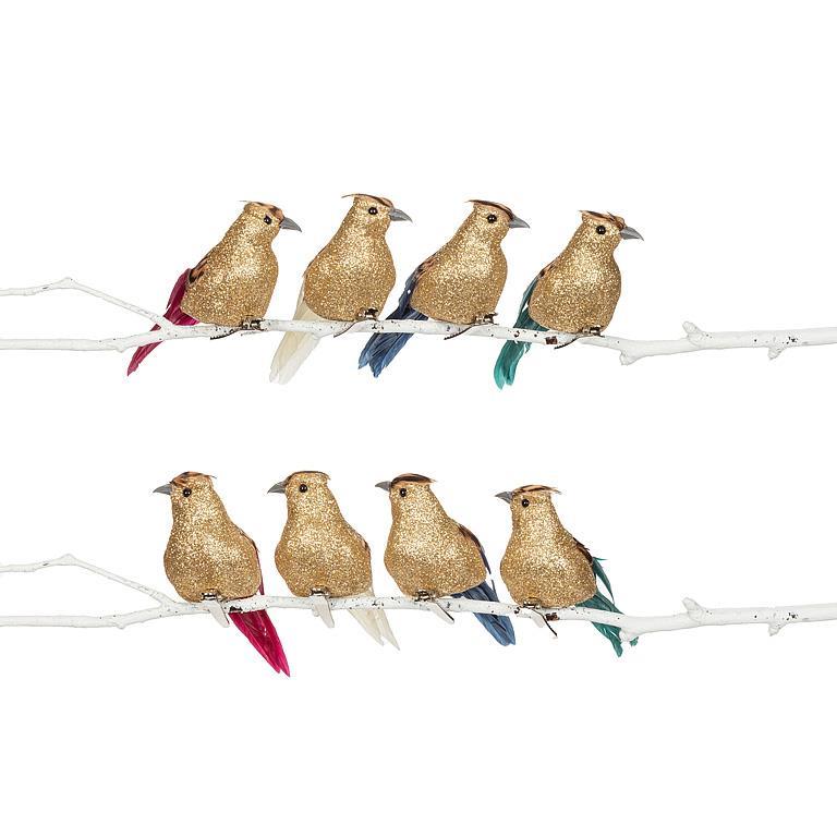 Ornament - Glitter Bird w/ Pointed Tail (Clip)