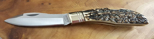 GROHMANN POCKET KNIVES - H340S - Mini Russell Lock blade w/staghorn - $184.00