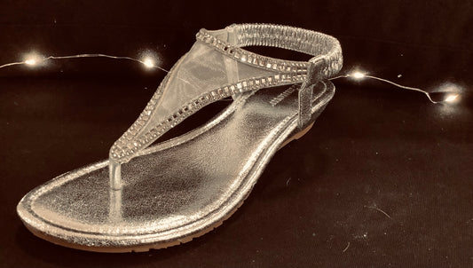 Sandals - Taxi - Silver Mesh Sparkly